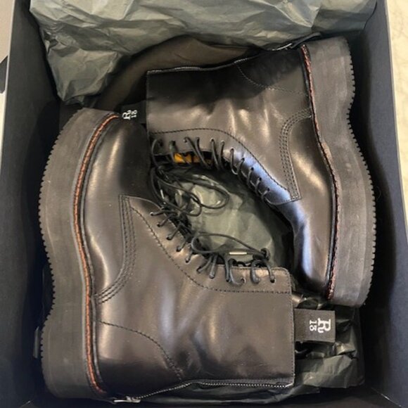 R13 Black Stack Boots Size 7 - Picture 2 of 6
